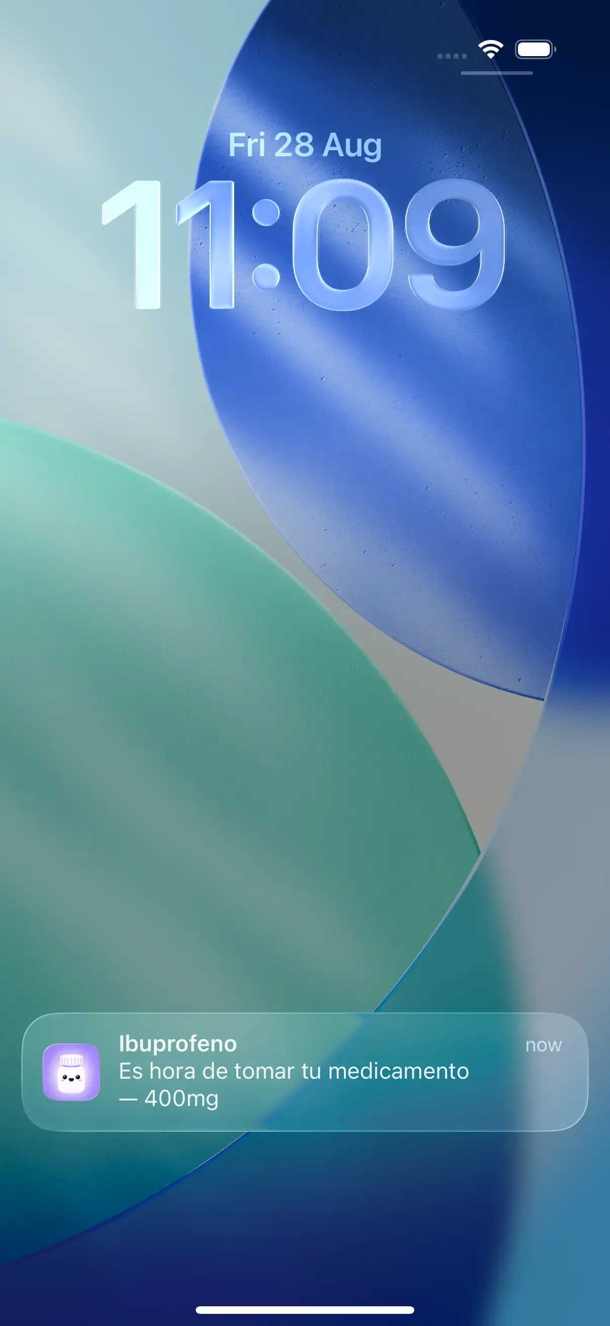 Pantalla de recordatorio de medicamento de Timalia